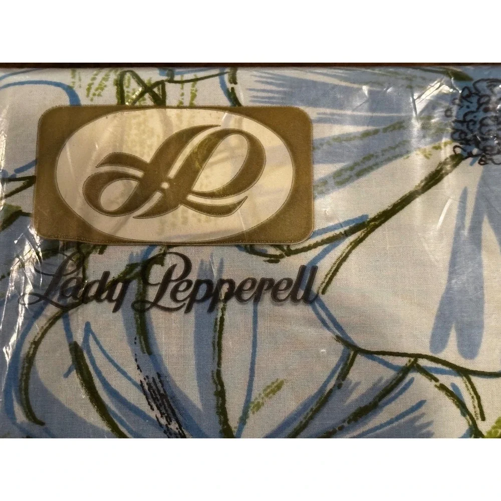 Lady Pepperell Flat Sheet Twin Blue Floral NOS Vintage Percale MCM 72x104
